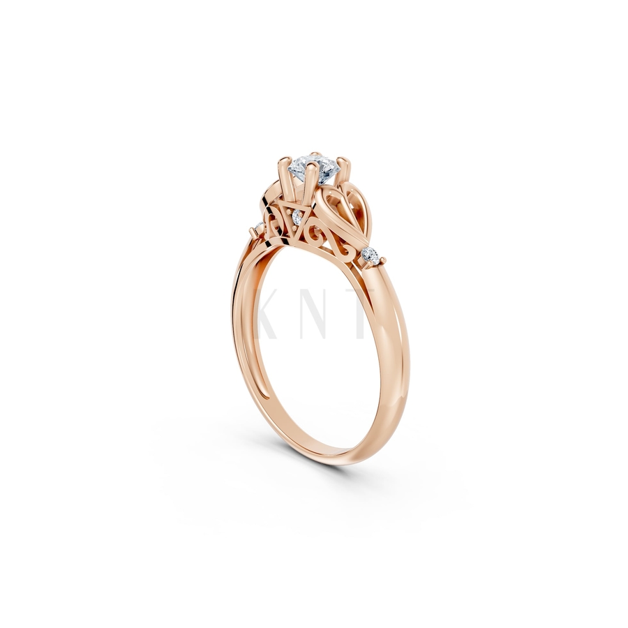 Nhẫn đính hôn đá US R303 màu vàng hồng Rose Gold phong cách trẻ trung, nổi bật