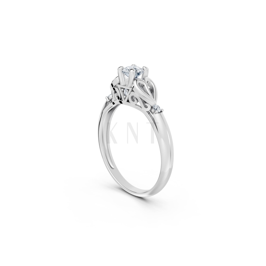Nhẫn đính hôn đá US R303 màu vàng trắng White Gold vàng sáng, đường nét sắc sảo, tinh tế