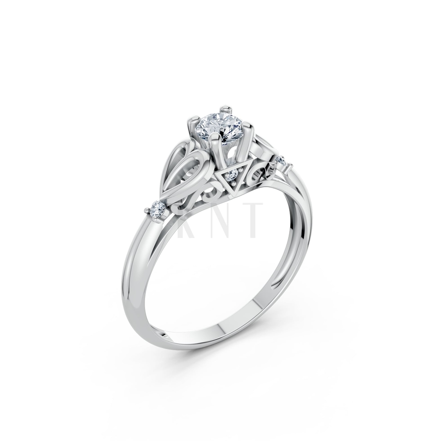 Nhẫn đính hôn đá US R303 màu vàng trắng White Gold kiểu dáng hiện đại, nổi bật