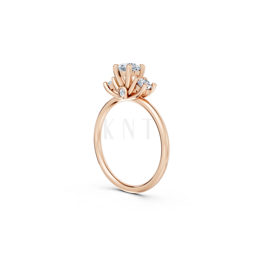 Nhẫn đính hôn đá US R313 màu vàng hồng Rose Gold vàng đẹp, họa tiết hình học, độc đáo