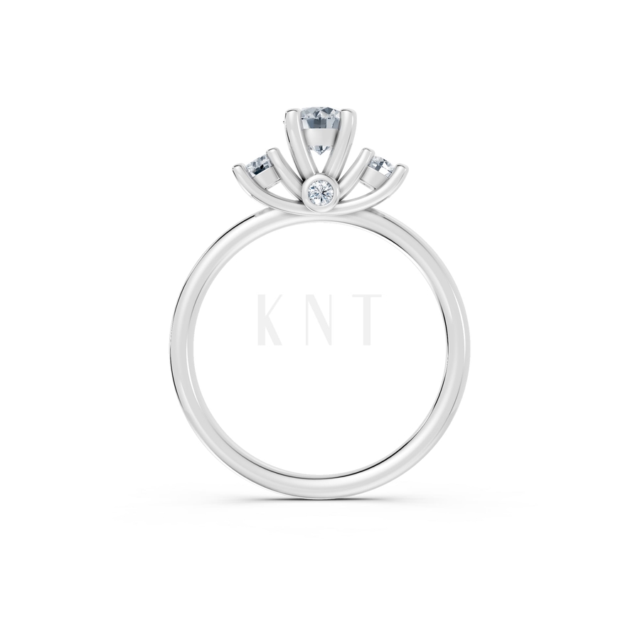 Nhẫn đính hôn đá US R313 màu vàng trắng White Gold kiểu dáng cá tính, hiện đại