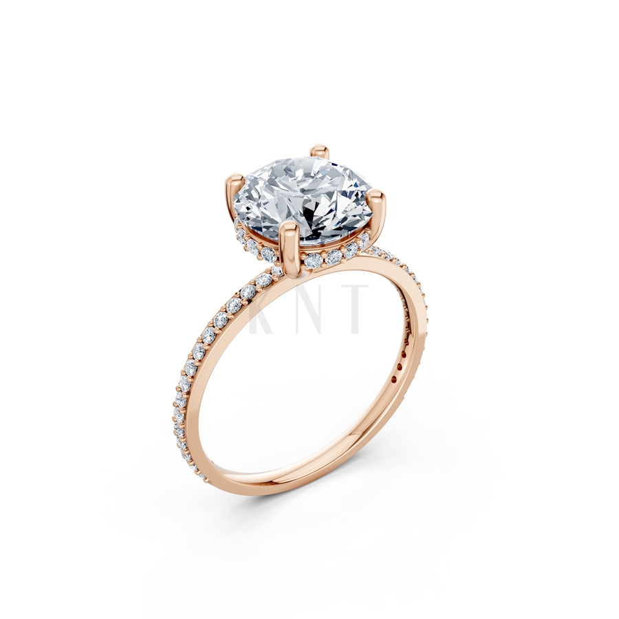 Nhẫn đính hôn đá US R319 màu vàng hồng Rose Gold họa tiết ấn tượng, cá tính