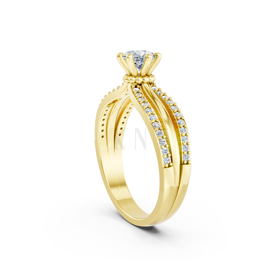 Nhẫn đính hôn R324 màu Vàng Gold vàng 10K/14K/18K/607 cao cấp, thanh lịch