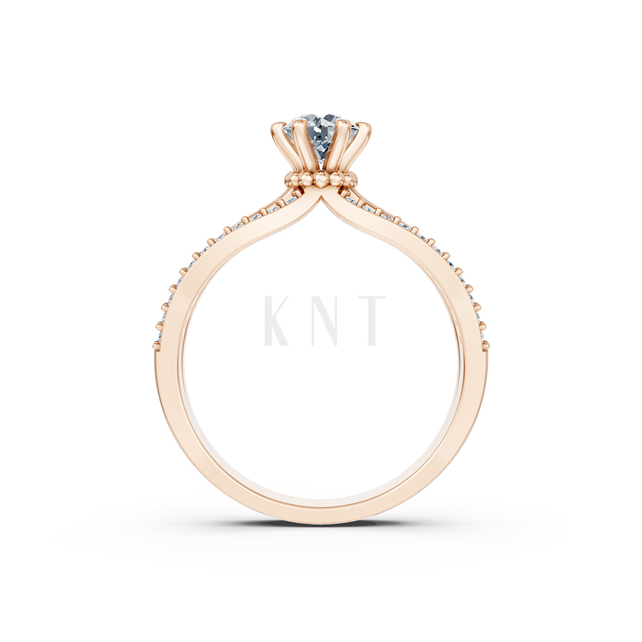 Nhẫn đính hôn R324 màu vàng hồng Rose Gold thiết kế đối xứng, phong cách, ấn tượng
