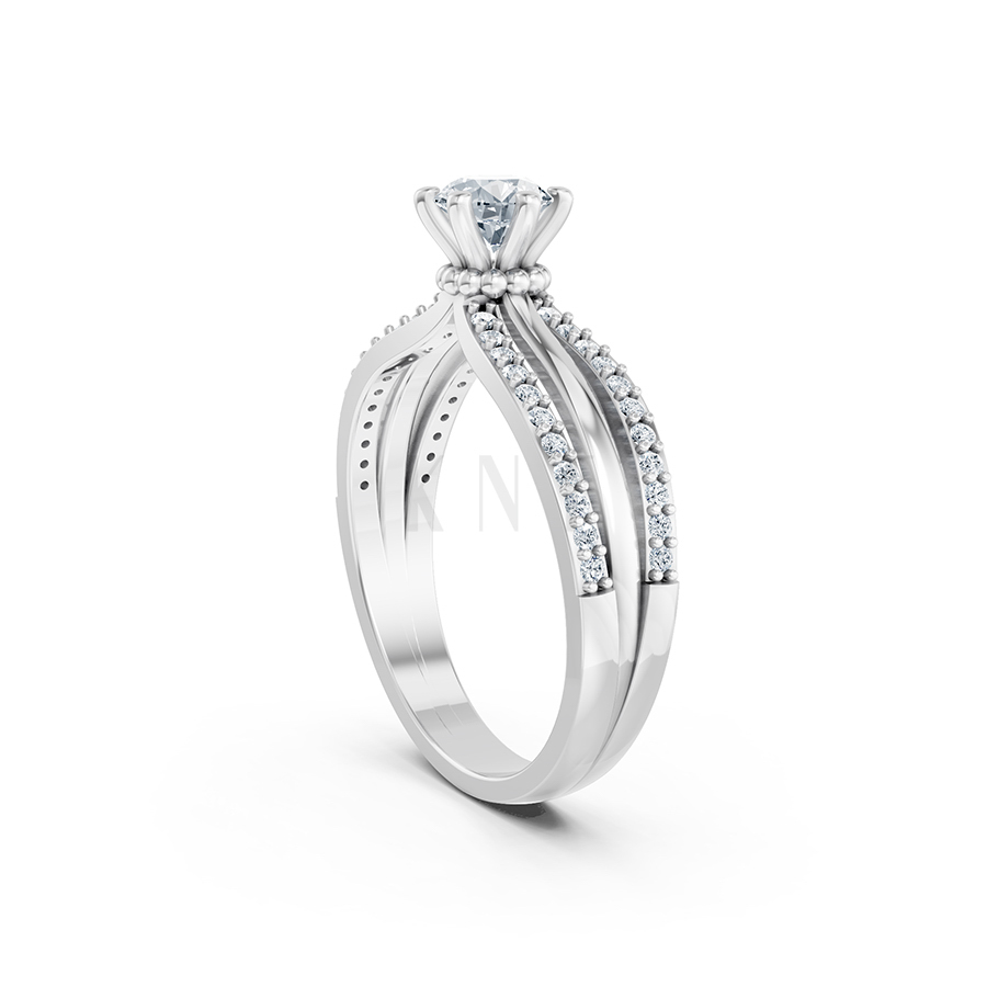 Nhẫn đính hôn R324 màu vàng trắng White Gold kiểu dáng cá tính, hiện đại