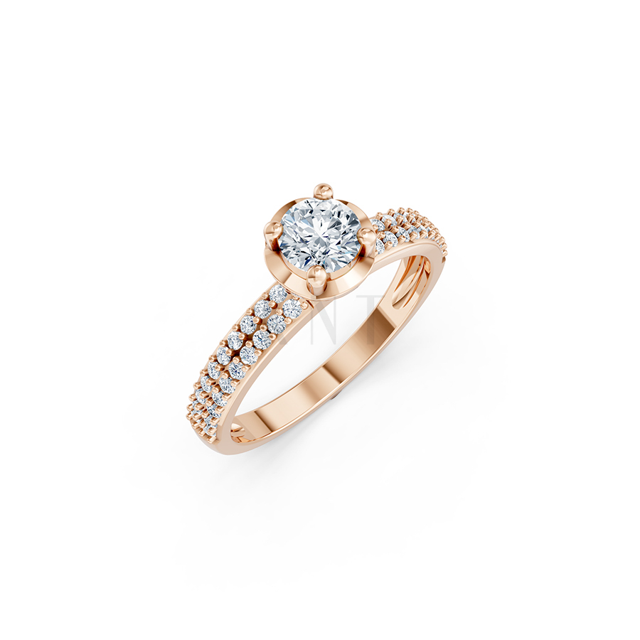 Nhẫn đính hôn R325 màu vàng hồng Rose Gold họa tiết ấn tượng, cá tính