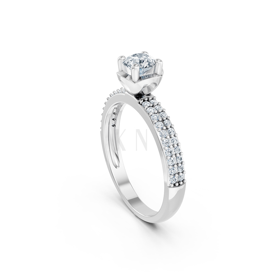 Nhẫn đính hôn R325 màu vàng trắng White Gold kiểu dáng cá tính, hiện đại