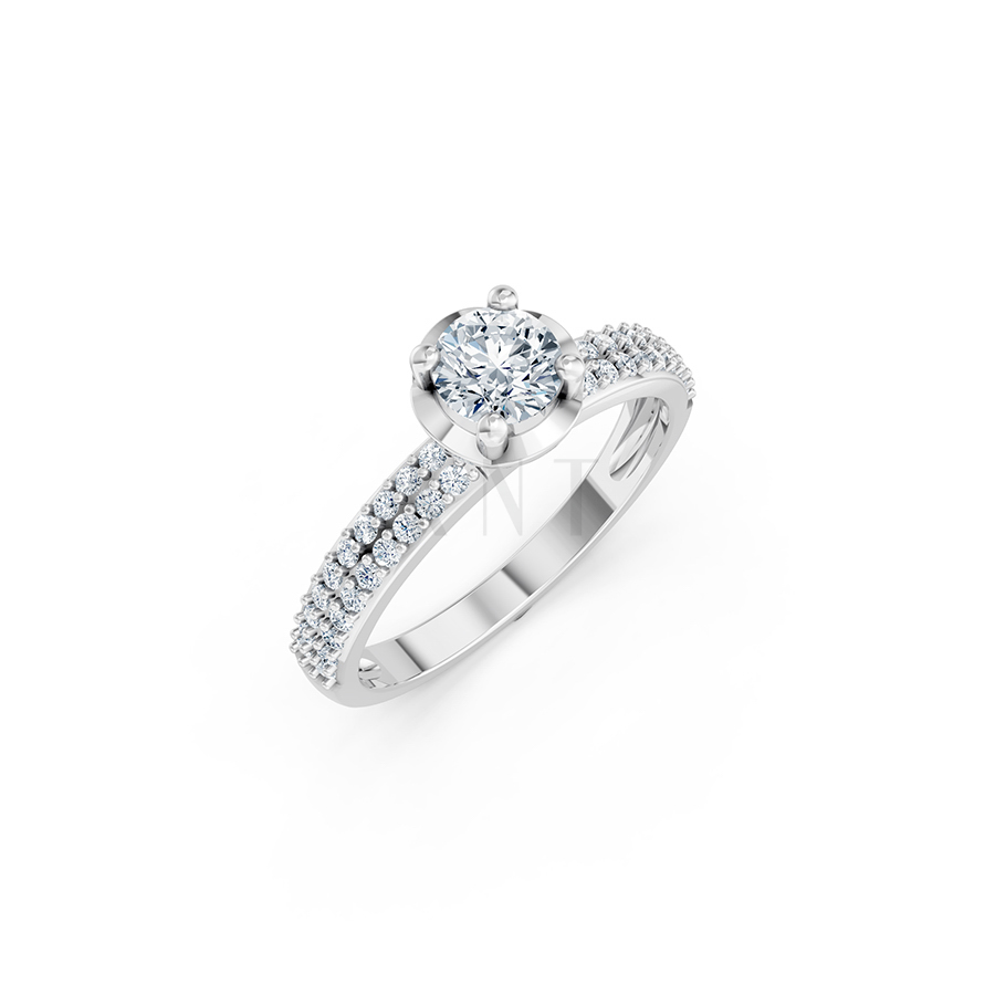 Nhẫn đính hôn R325 màu vàng trắng White Gold kiểu dáng hiện đại, nổi bật