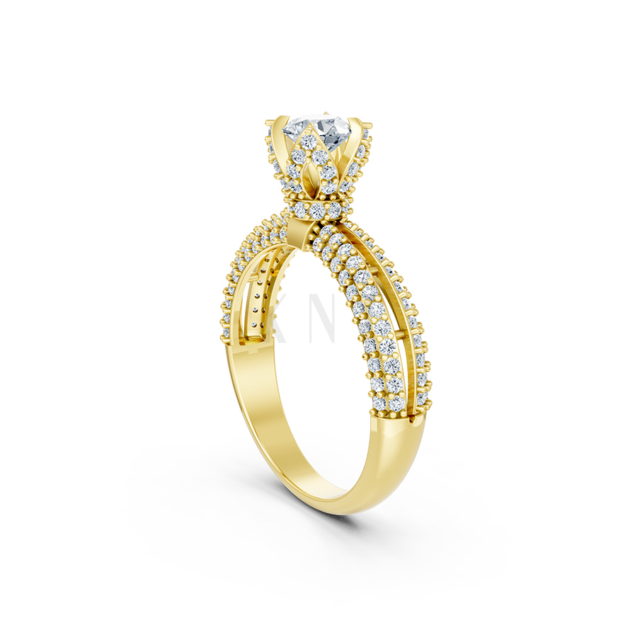 Nhẫn đính hôn đá US R327 màu Vàng Gold vàng 10K/14K/18K/607 cao cấp, thanh lịch