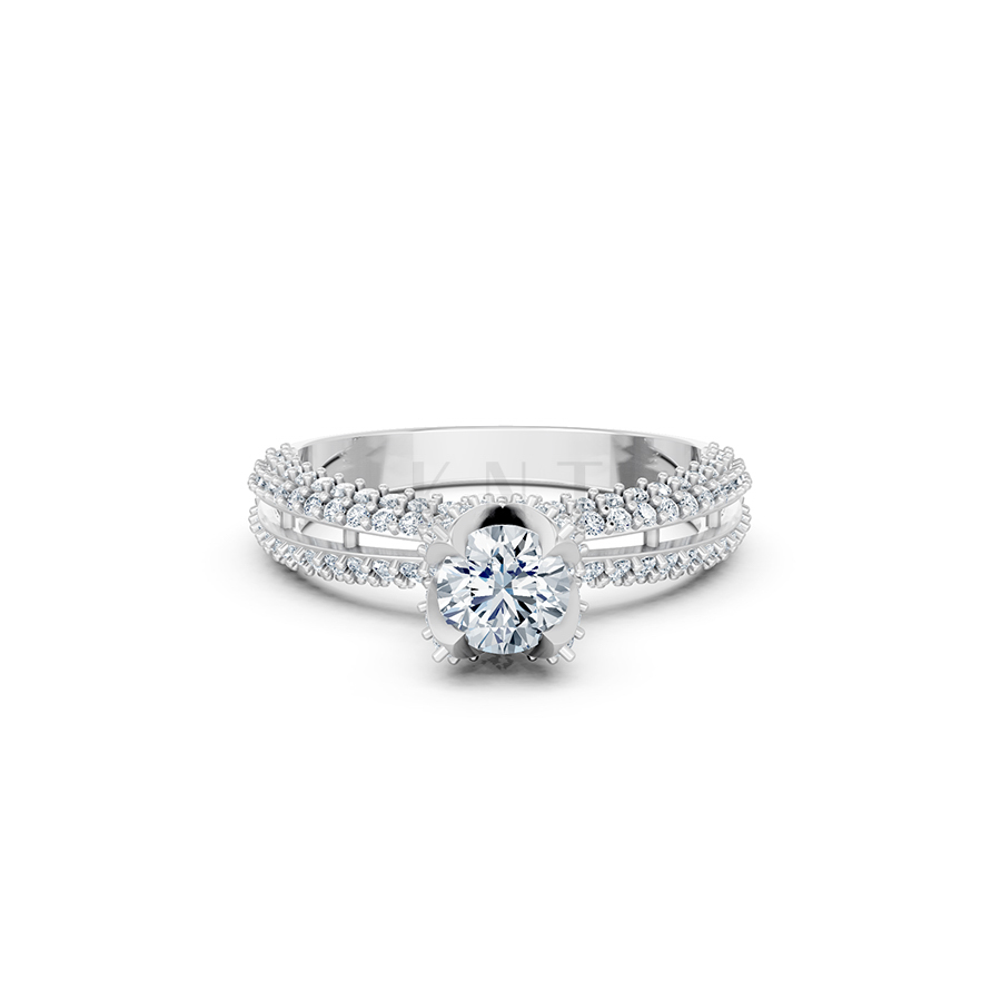 Nhẫn đính hôn đá US R327 màu vàng trắng White Gold vàng sáng, đường nét sắc sảo, tinh tế