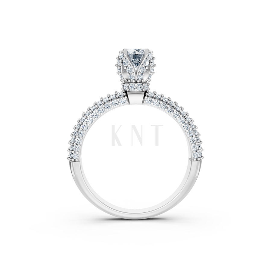 Nhẫn đính hôn đá US R327 màu vàng trắng White Gold vàng sáng bóng, thiết kế trẻ trung