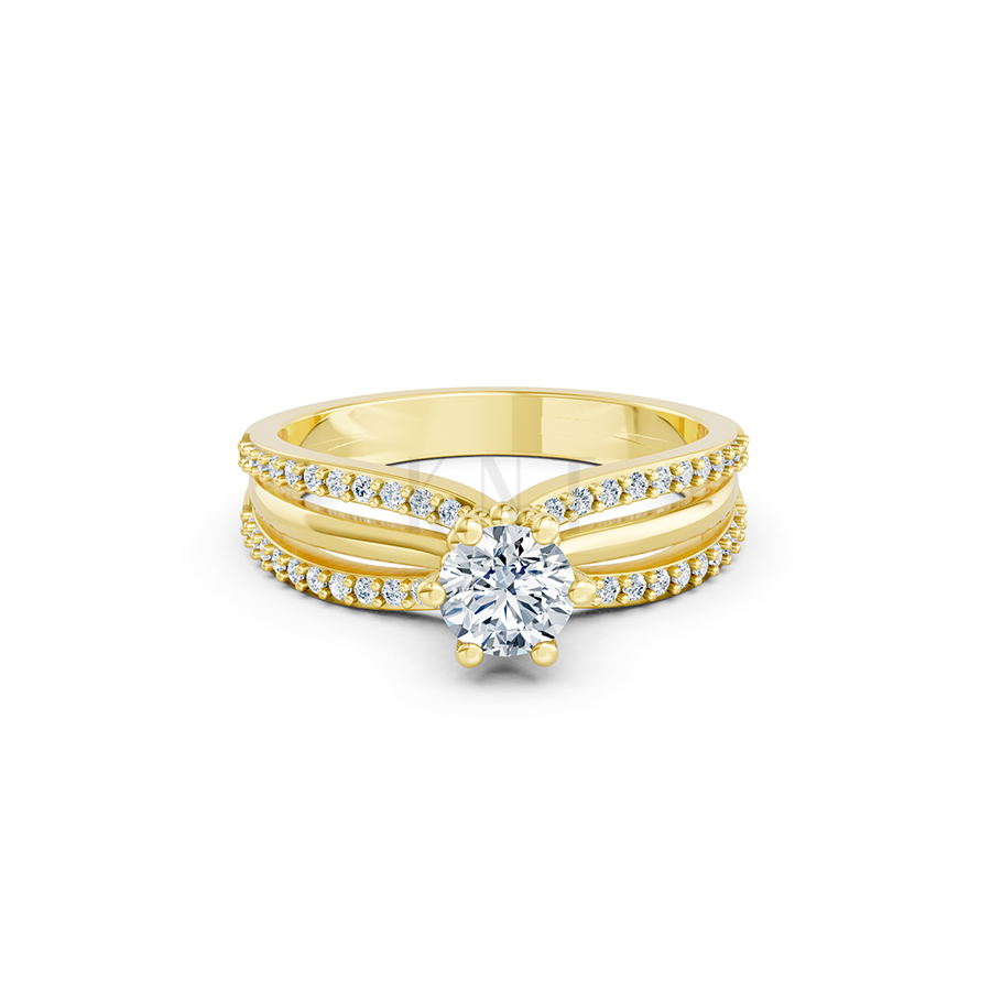 Nhẫn đính hôn SUMMER – R329 màu Vàng Gold thiết kế phá cách, sang trọng