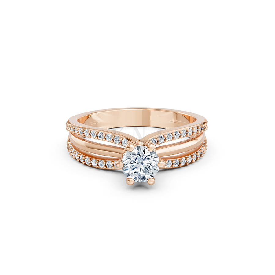 Nhẫn đính hôn SUMMER – R329 màu vàng hồng Rose Gold phong cách trẻ trung, nổi bật