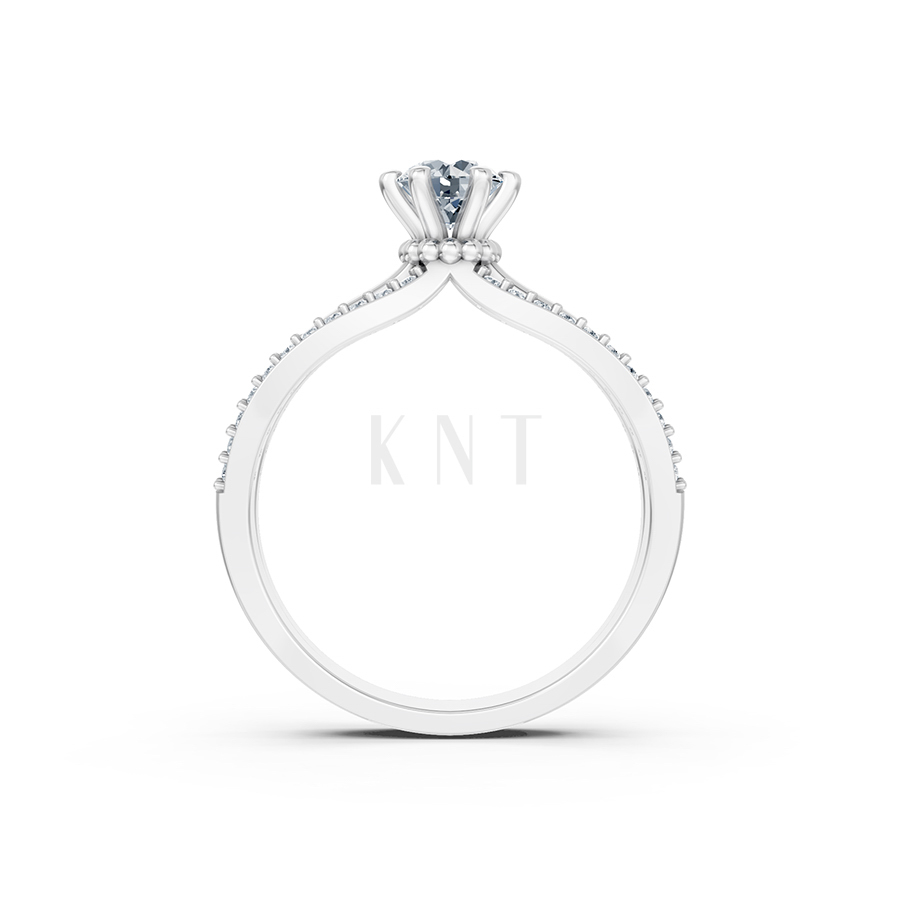 Nhẫn đính hôn SUMMER – R329 màu vàng trắng White Gold vàng sáng bóng, thiết kế trẻ trung