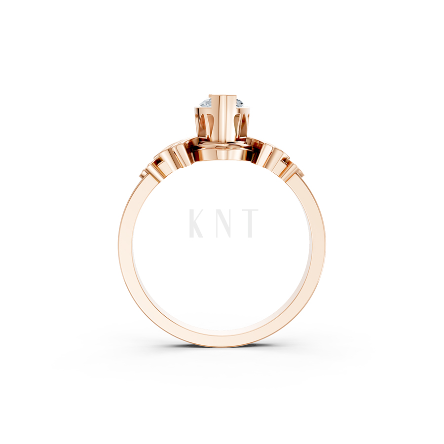 Nhẫn đính hôn Autumn R330 màu vàng hồng Rose Gold vàng đẹp, họa tiết hình học, độc đáo