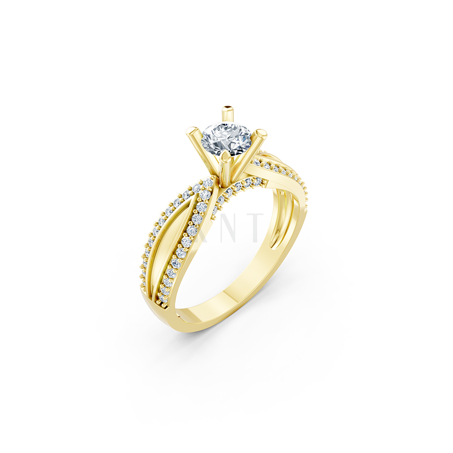 Nhẫn đính hôn R332 màu Vàng Gold thiết kế tinh tế, sang trọng