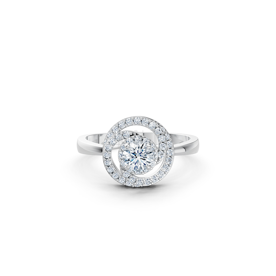 Nhẫn đính hôn đá cao cấp R333 màu vàng trắng White Gold kiểu dáng cá tính, hiện đại