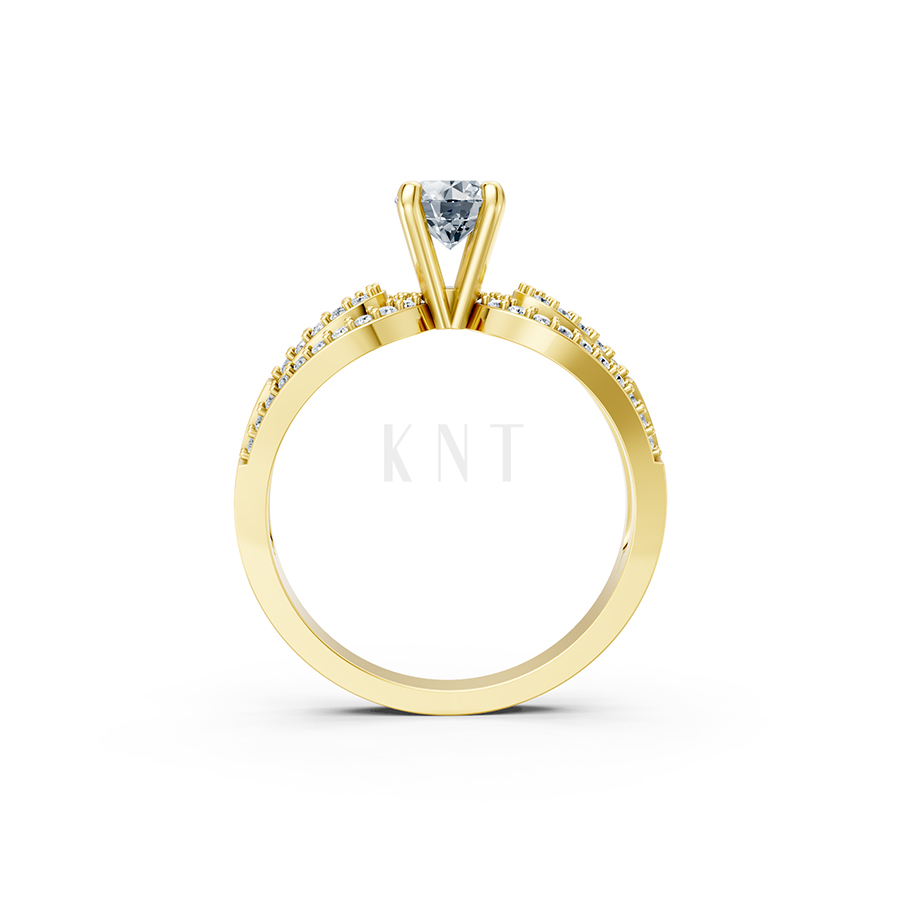 Nhẫn đính hôn R337 màu Vàng Gold đính đá trắng, thiết kế phá cách, sang trọng