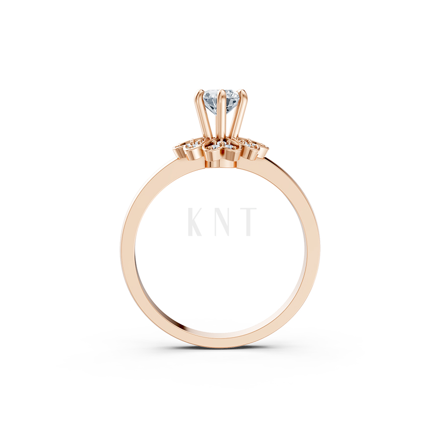 Nhẫn đính hôn R339 màu vàng hồng Rose Gold vàng đẹp, họa tiết hình học, độc đáo