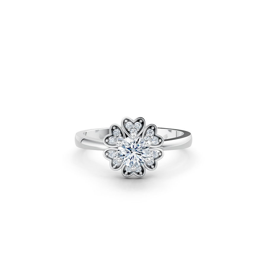 Nhẫn đính hôn R339 màu vàng trắng White Gold kiểu dáng cá tính, hiện đại