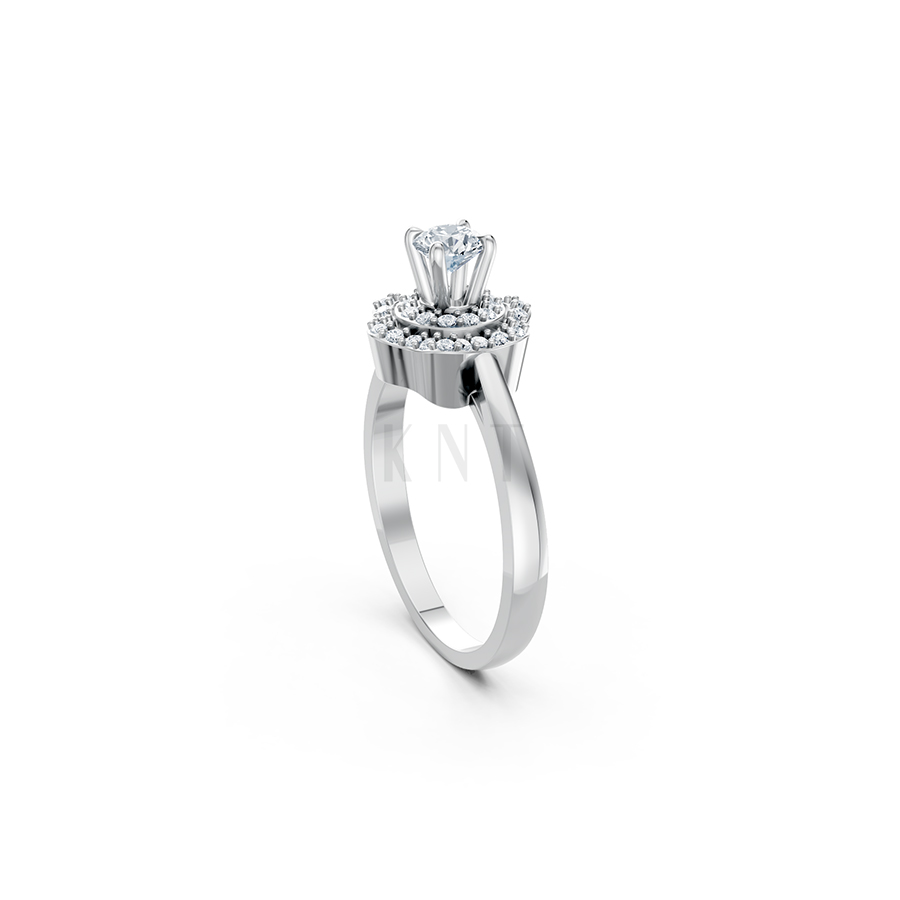 Nhẫn đính hôn R340 màu vàng trắng White Gold kiểu dáng cá tính, hiện đại