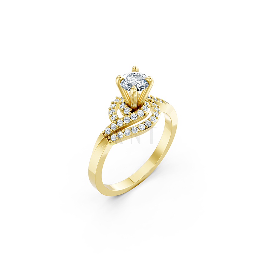 Nhẫn đính hôn đá US R342 – ALONDRA màu Vàng Gold thiết kế tinh tế, sang trọng