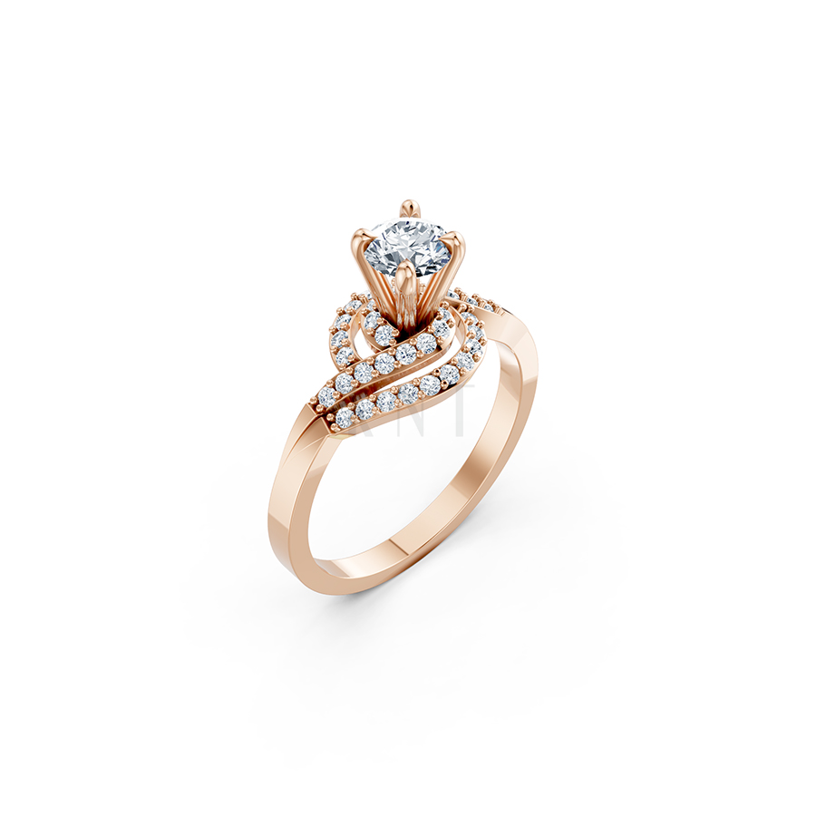 Nhẫn đính hôn đá US R342 – ALONDRA màu vàng hồng Rose Gold họa tiết ấn tượng, cá tính