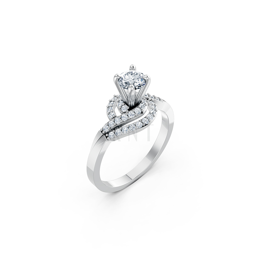 Nhẫn đính hôn đá US R342 – ALONDRA màu vàng trắng White Gold kiểu dáng hiện đại, nổi bật