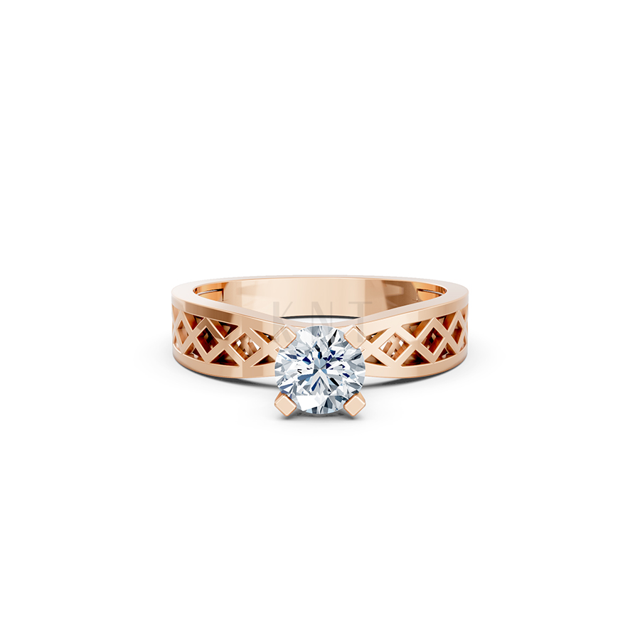 Nhẫn đính hôn đá US R348 – ALMA màu vàng hồng Rose Gold thiết kế đối xứng, phong cách, ấn tượng