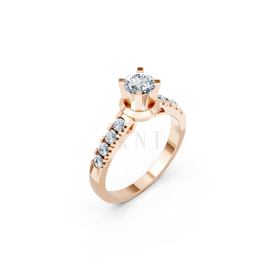 Nhẫn đính hôn R356 – ALEXANDRA màu vàng hồng Rose Gold họa tiết ấn tượng, cá tính