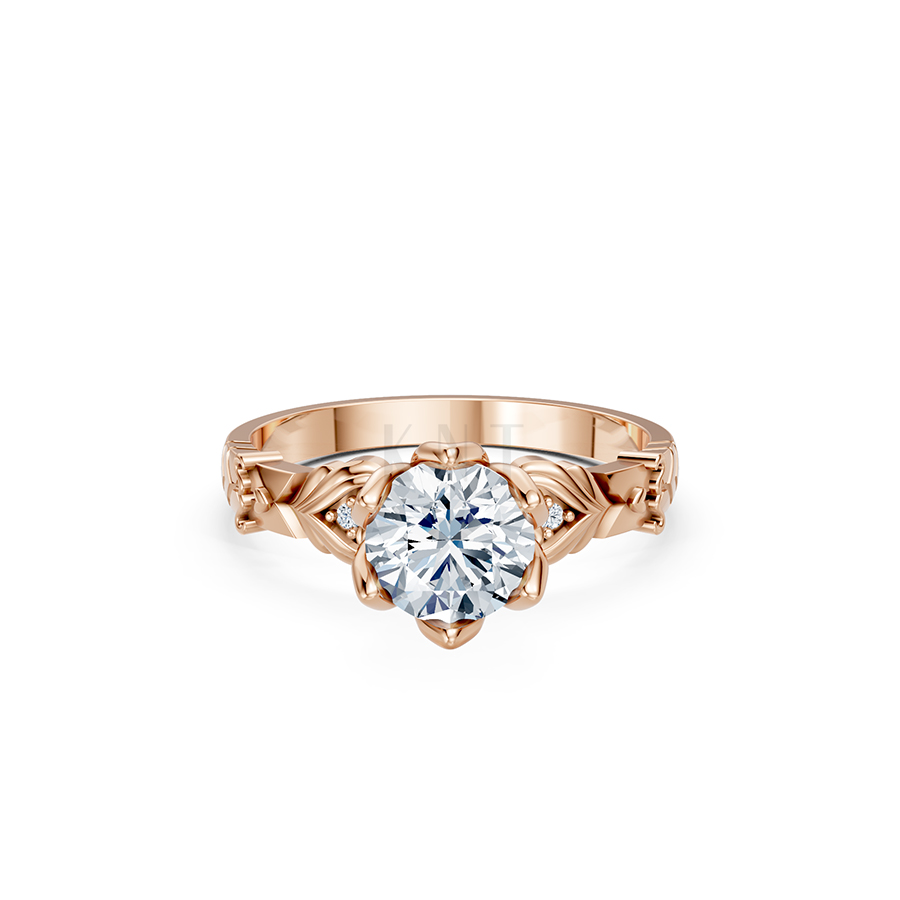 Nhẫn đính hôn Hy Lạp R363 – EROS màu vàng hồng Rose Gold vàng đẹp, họa tiết hình học, độc đáo