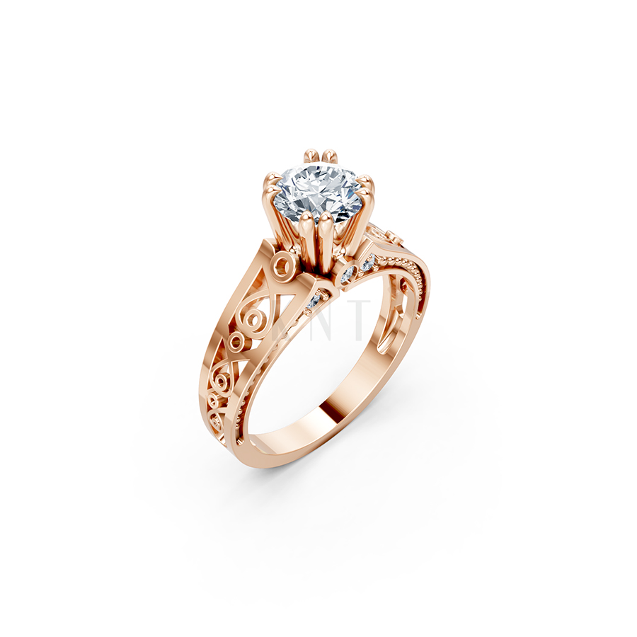 Nhẫn đính hôn Hy Lạp R366 – HESTIA màu vàng hồng Rose Gold họa tiết ấn tượng, cá tính