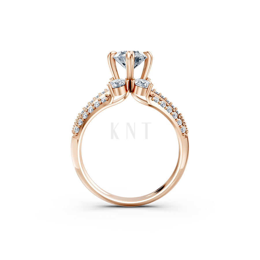 Nhẫn đính hôn đá cao cấp R392 – AILEEN màu vàng hồng Rose Gold vàng đẹp, họa tiết hình học, độc đáo