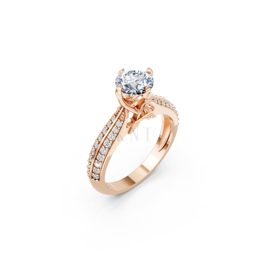Nhẫn đính hôn Paris R393 màu vàng hồng Rose Gold họa tiết ấn tượng, cá tính