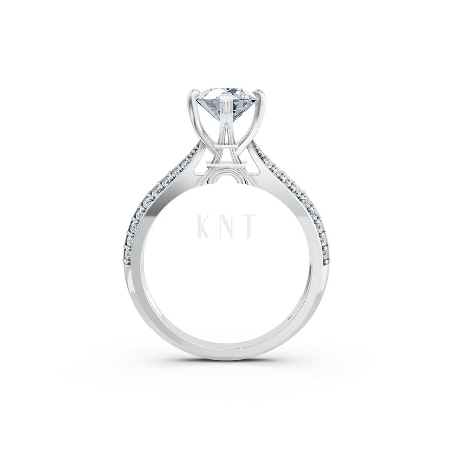 Nhẫn đính hôn Paris R393 màu vàng trắng White Gold kiểu dáng cá tính, hiện đại