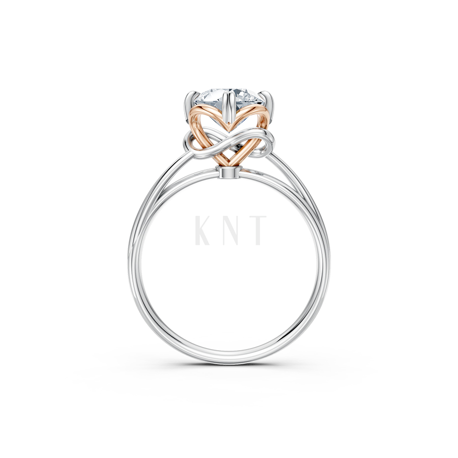 Nhẫn đính hôn đá cao cấp R396 phối màu Dual Color vàng đẹp, họa tiết hình học, độc đáo