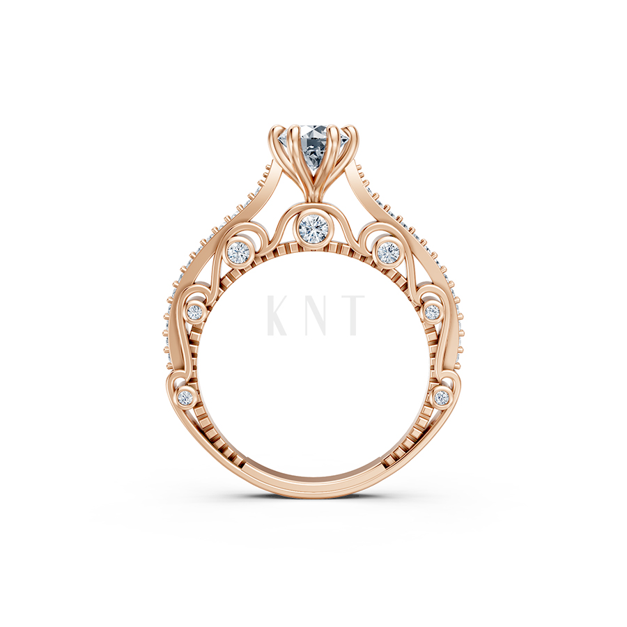 Nhẫn đính hôn đá cao cấp R403 – AILA màu vàng hồng Rose Gold thiết kế đối xứng, phong cách, ấn tượng