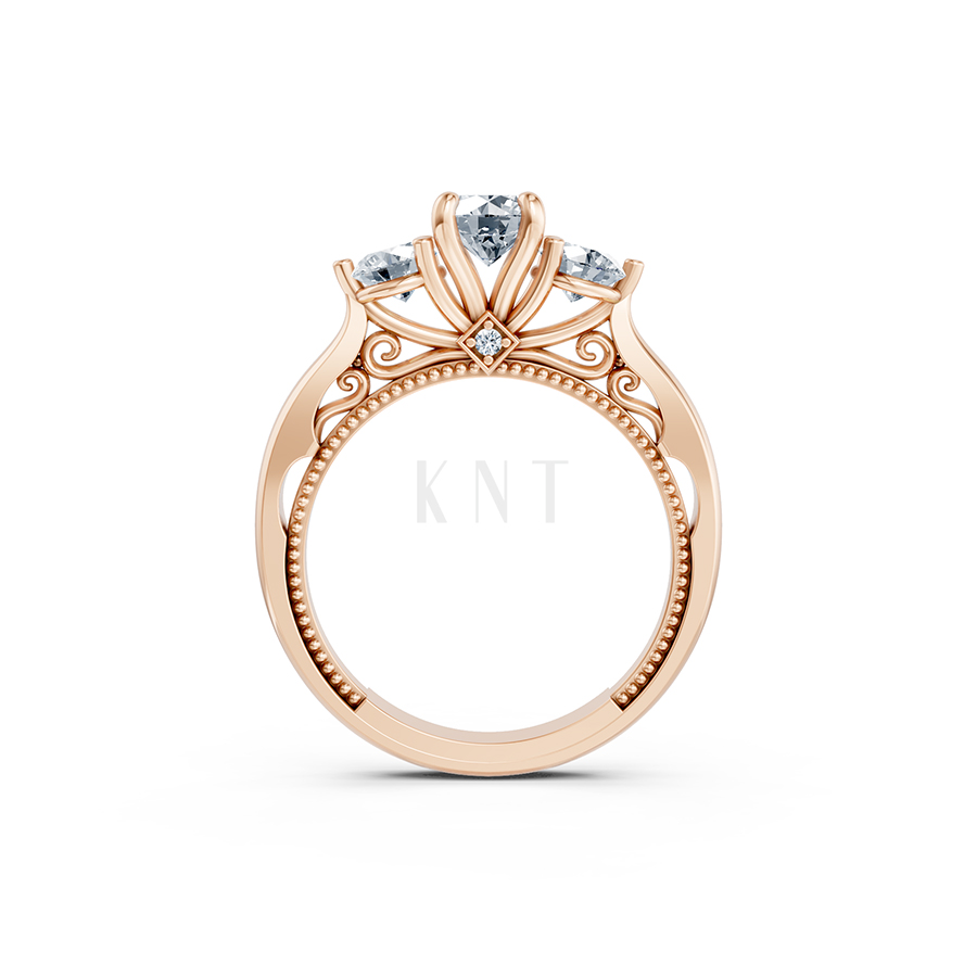 Nhẫn đính hôn đá cao cấp R406 – ADELINA màu vàng hồng Rose Gold thiết kế đối xứng, phong cách, ấn tượng