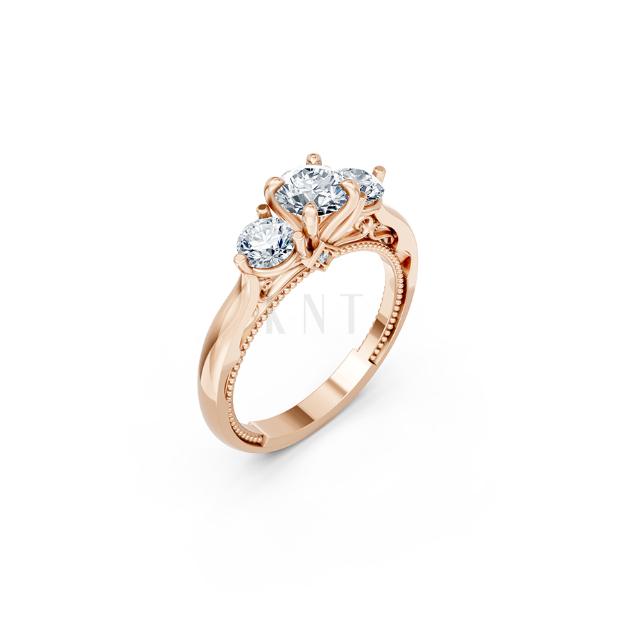 Nhẫn đính hôn đá cao cấp R406 – ADELINA màu vàng hồng Rose Gold họa tiết ấn tượng, cá tính