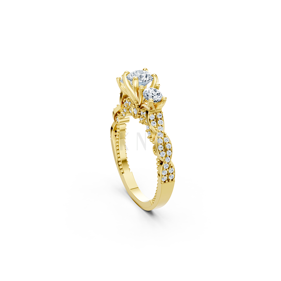 Nhẫn đính hôn đá cao cấp R407 – ADELE màu Vàng Gold thiết kế phá cách, sang trọng