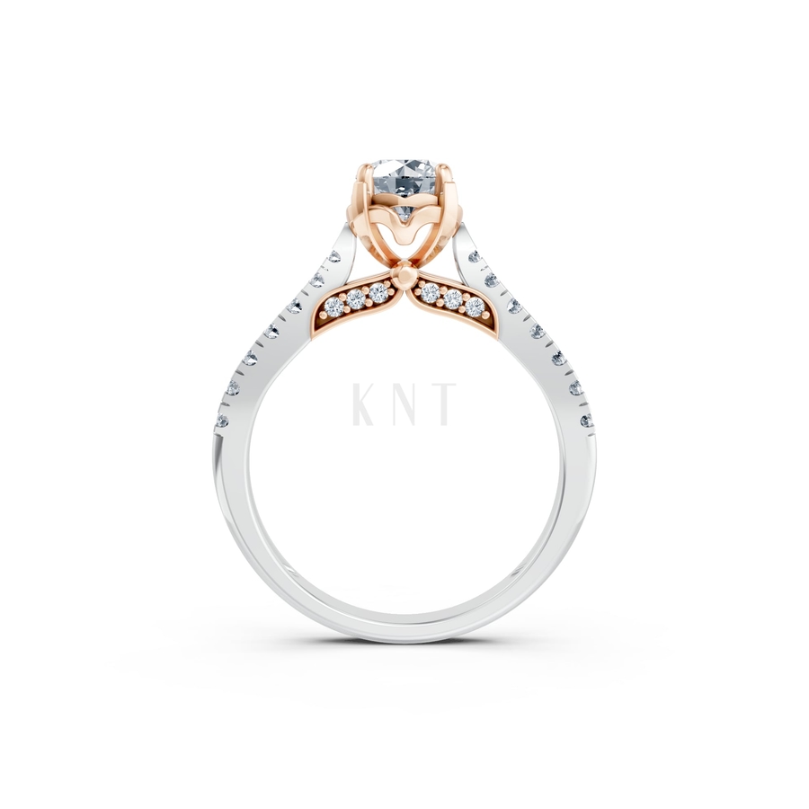 Nhẫn đính hôn Abigail R415 phối màu Dual Color vàng đẹp, họa tiết hình học, độc đáo