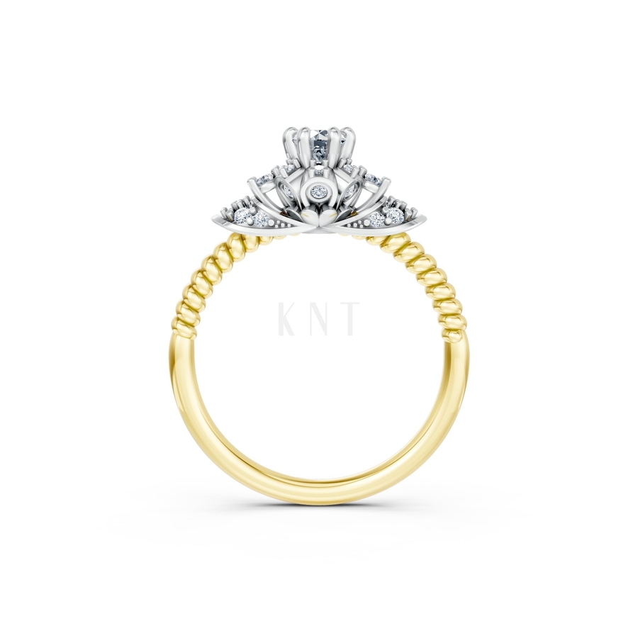 NHẪN ĐÍNH HÔN SEOUL R426 phối màu Dual Color vàng đẹp, họa tiết hình học, độc đáo