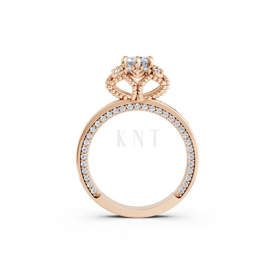 Nhẫn đính hôn SEOUL R427 màu vàng hồng Rose Gold vàng đẹp, họa tiết hình học, độc đáo