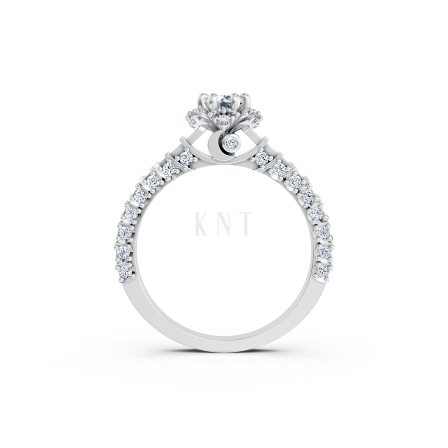 Nhẫn đính hôn SEOUL R428 màu vàng trắng White Gold vàng sáng, đường nét sắc sảo, tinh tế