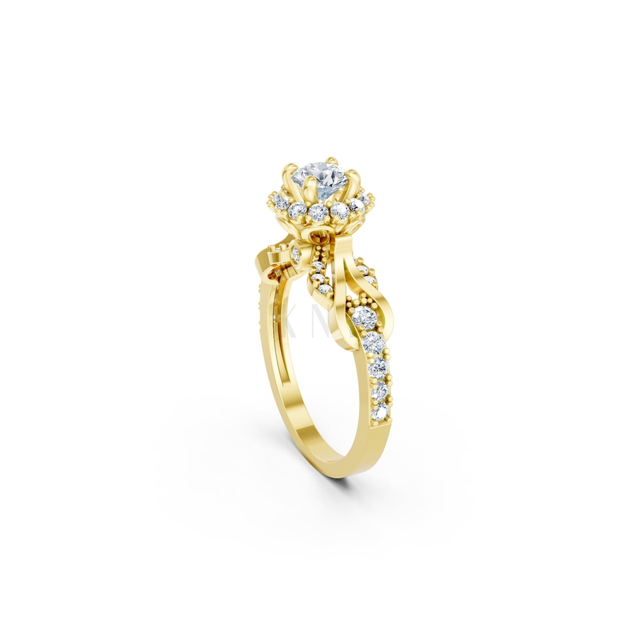 NHẪN ĐÍNH HÔN SEOUL R440 màu Vàng Gold thiết kế phá cách, sang trọng