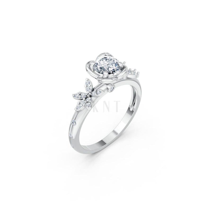 NHẪN ĐÍNH HÔN SEOUL R441 màu vàng trắng White Gold kiểu dáng hiện đại, nổi bật