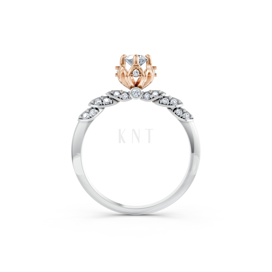 NHẪN ĐÍNH HÔN SEOUL R442 phối màu Dual Color vàng đẹp, họa tiết hình học, độc đáo