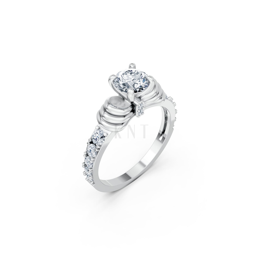 NHẪN ĐÍNH HÔN SEOUL R443 màu vàng trắng White Gold kiểu dáng hiện đại, nổi bật