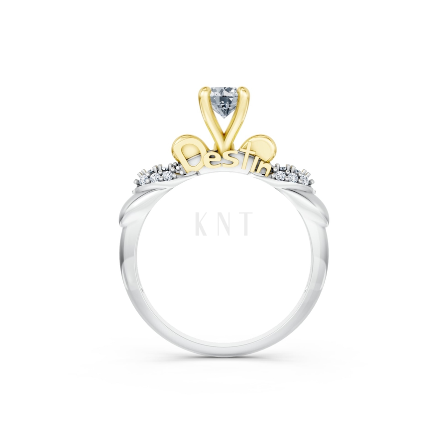 NHẪN ĐÍNH HÔN SEOUL R444 phối màu Dual Color vàng đẹp, họa tiết hình học, độc đáo