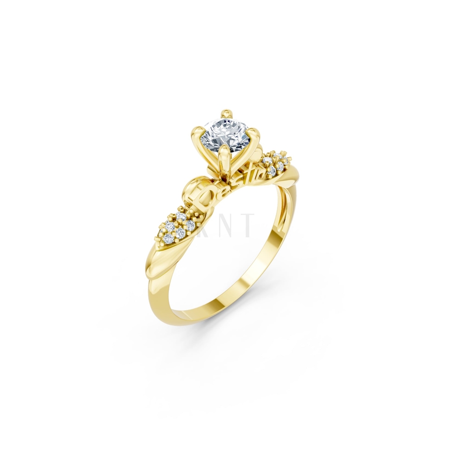 NHẪN ĐÍNH HÔN SEOUL R444 màu Vàng Gold thiết kế tinh tế, sang trọng